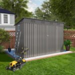 4 x 9 FT Outdoor Storage Shed, Metal Garden Shed Tool House with Sloping Roof vents and 2 Backyard - Image 3